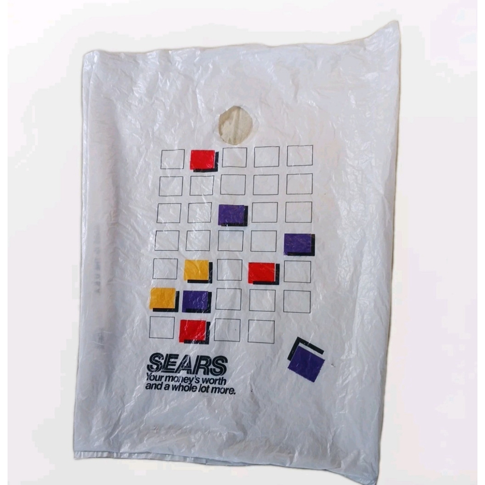 Vintage Sears White Plastic Shopping Bag USA